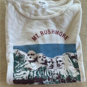 Re/Done White Mt. Rushmore Tee with Red Text